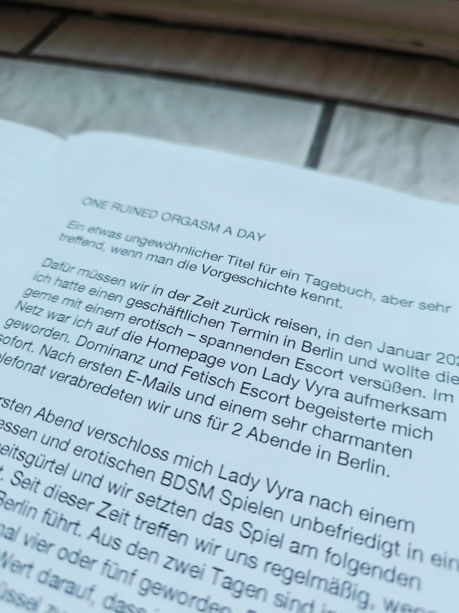 One Ruined Orgasm a Day in Berlin – 7 days with a Dominatrix